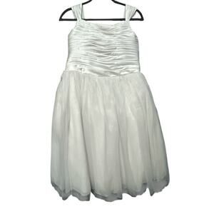 LESTER’S WHITE FLOWER GIRL COMMUNION DRESS GIRLS SIZE 12 TULLE SATIN BOW